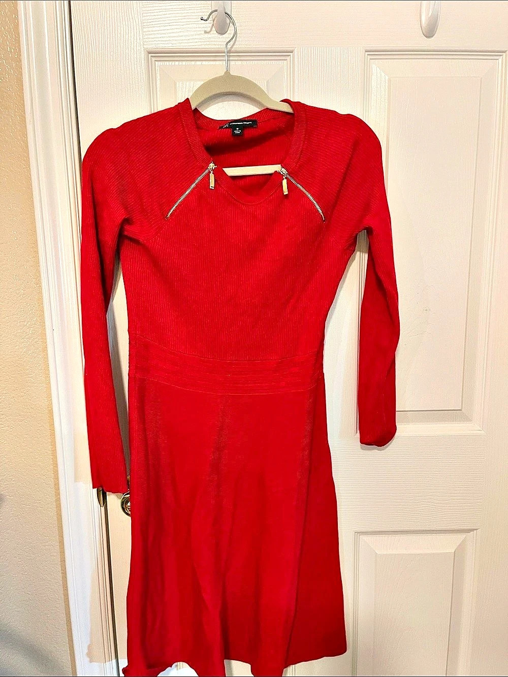 INC International Concepts Red Long Sleeve Mini Dress Size Medium